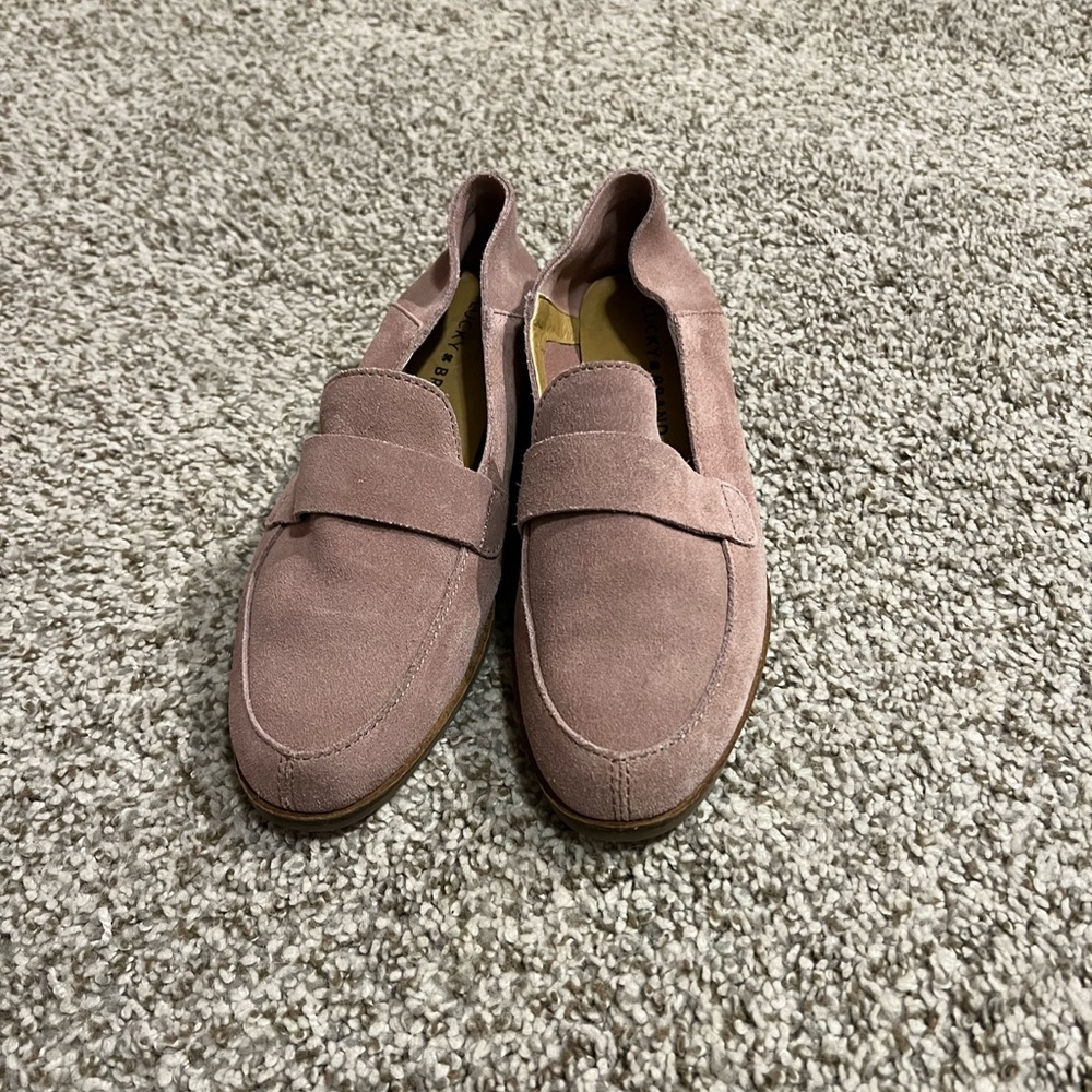 Lucky brand suede blush pink loafers